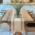 Farmhouse Decor Boho Table Runner with Macrame, Elegant Beige Brown Coffee Table