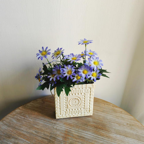 Set 4, 4.5" Hosley Small Cream Metal Tote Vase of Long Decorative Mini Vases for Dried Floral Arrangements, Coffee