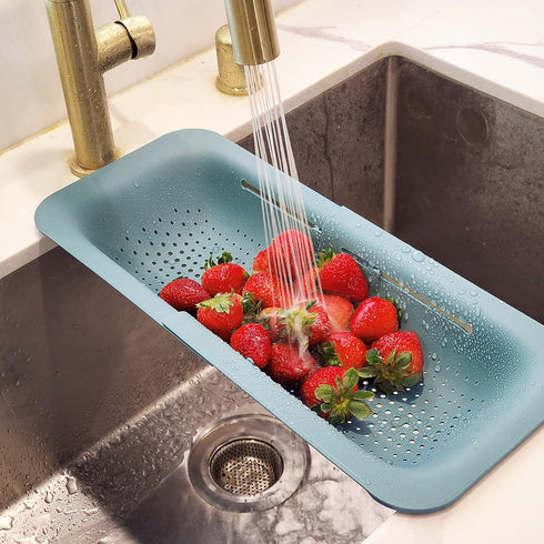 Makerstep Over the Sink Colander Strainer Basket - Expandable, Wash, Drain, and Dry. - New Home Kitchen Essentials, Multifunctional Kitchen Gadgets, Green by Makerstep