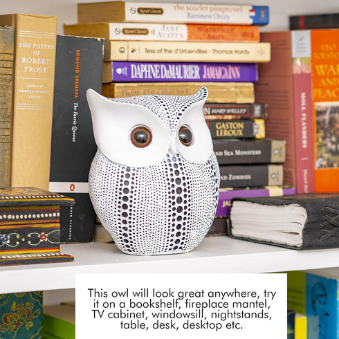 Ornativity White Owl Statue Figurine, Animal Sculpture Home Decoration for Bedroom Living Room Kitchen Office