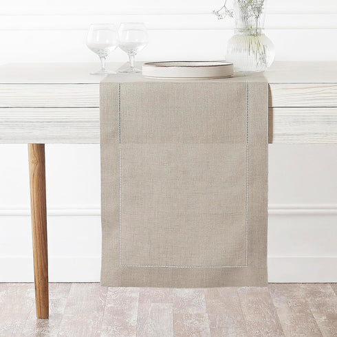 D'Moksha Homes 100% Pure Linen Natural Table Runner, 84 Inches Long, 14 x 84 Inch for Summer, Fall, Halloween
