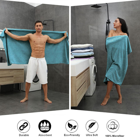8-Piece Set, 2 2 4 Set Smuge Turquoise Bath Towel Extra Large Bath Towel Sheets, Hand Towels and Washcloths - Highly