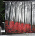 Ambesonne Forest Shower Curtain, Mystical Woodland Fog Trees Art Photography, 69" W x 70" L, Red Grey.