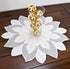 Embroidered Holiday Christmas White and Gold Star Poinsettia Doily Place Mat Small Table Topper (23 Inch Round)