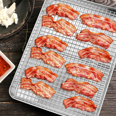 Cooling Rack Set of 2, E-far 1/2 Sheet Baking Racks, Stainless Steel for Oven Cooking and Roasting