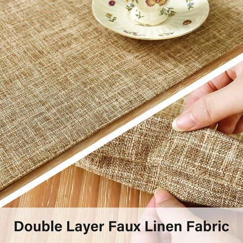 13x36 Inch Farmhouse Rustic Faux Linen Table Runner Neutral Coffee Table Runners Double Layer Reversible Rectangle