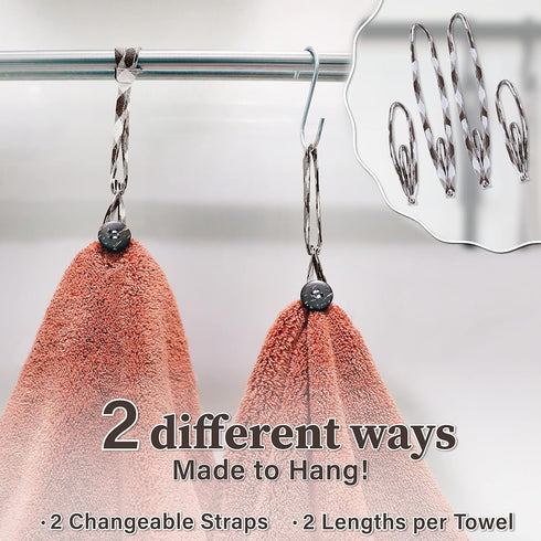myHomeBody Hand Towels Set of 2, Absorbent Charcoal Fiber Cleaning Cloths with Hanging Loops, Brick Red