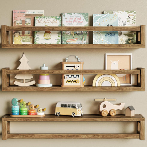 TidyCorner Upgraded Thick Floating Shelves - 24 Inch Multi-Use Wall-Mounted Bookshelves for