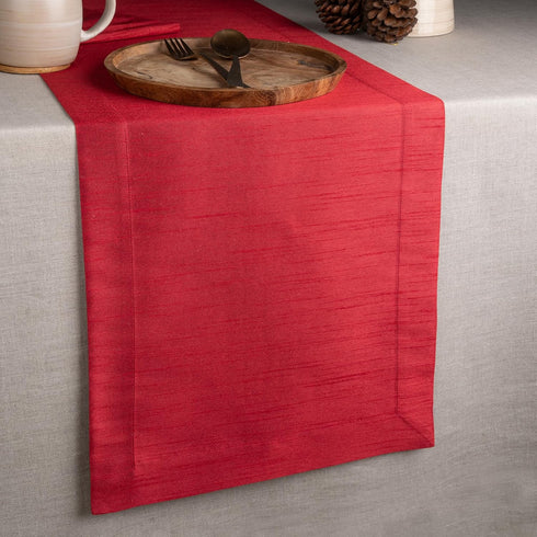 D'Moksha Homes Red Table Runner 14 x 48 Inch - Vegan Silk,