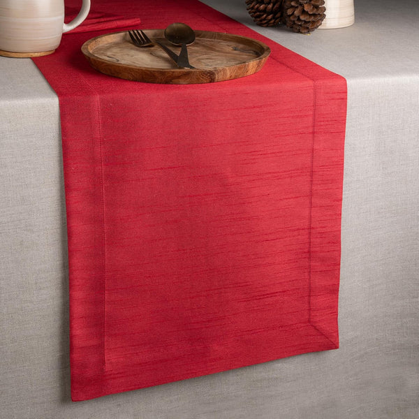D'Moksha Homes Red Table Runner 14 x 48 Inch - Vegan Silk,