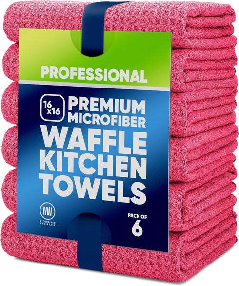 Kitchen Towels - Microfiber Waffle Weave Towels | Absorbent, No Lint, Thick,