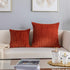 Kevin Textile Set of 2 Fall Pillow Covers, Solid Supersoft Corduroy, Burnt Brick, 18x18 Inch