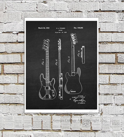 Gnosis Picture Archive Guitar Wall Decor - Posters Set of 4 Unframed Art Prints