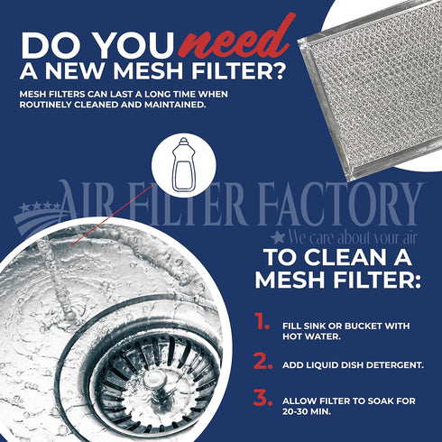 Air Filter Factory 8.75 x 9.5 x 0.375 Inches Range Hood Aluminum Mesh Grease Vent Hood Filter, 2-Pack