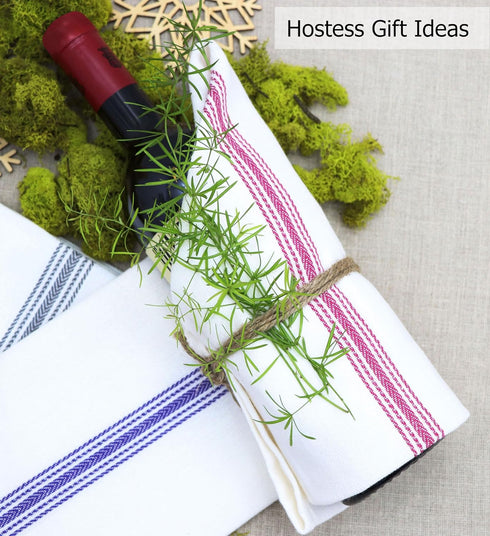 12 Pack Commercial 16x28-30 Cotton Craft - Scandia Stripe - Pure Cotton - Professional Restaurant Grade Kitchen Dish