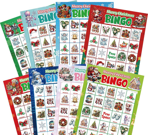 24 ceiba tree Christmas Bingo Game Cards for Adults Kids Family Large Group Players Winter Holiday Bingo Party Favors