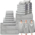 Mixweer 24 Piece Light Grey Microfiber Absorbent Towel Set: 2 Oversized Bath