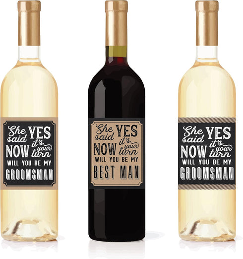 Hadley Designs 6 Will You Be My Groomsman + 1 BONUS Best Man Proposal Stickers or Labels Set for Groomsmen Party Favors