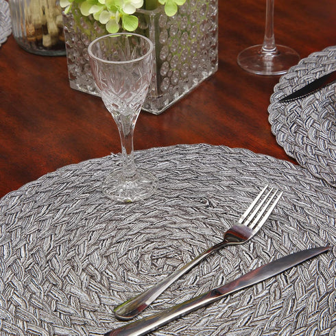 Topotdor Round Placemats, Heat-Resistant Stain Resistant Anti-Skid Washable Polypropylene, Set of 4