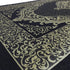 Modefa Islamic Prayer Rug Thin Woven Chenille and Taffeta Turkish Sajadah Intricate Design Metallic Ottoman Mat (Black