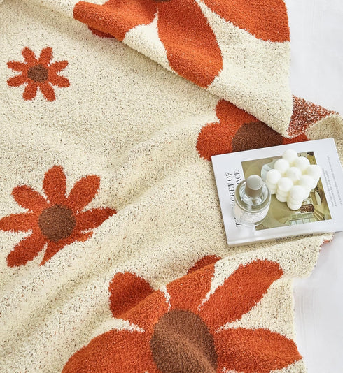 Brnabiou Cozy 50x60) Ultra Soft Daisy Sunflower Knitted Throw Blanket Fluffy Microfiber Checkerboard Bed Blanket