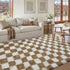 PureCozy 5x8 Checkered Rug for Living Room, Brown and White Modern Shag Rugs Super Soft Washable Indoor Office Fuzzy