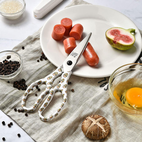 Linoroso Heavy Duty Kitchen Scissors - Japanese Steel 4034 with Magnetic Holder for Meat, Vegetables, BBQ