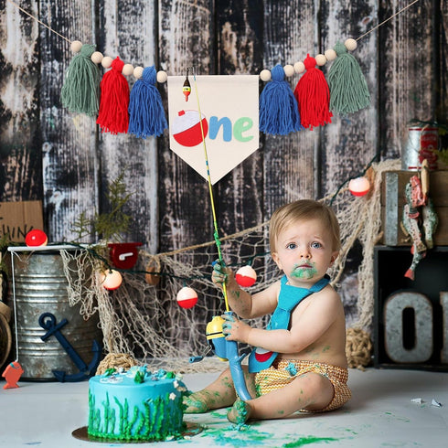 RSOLIET 1st Big One High Chair Banner - Birthday Fishing Decor