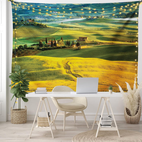 Lunarable Tuscan Tapestry, Idyllic Landscape of Tuscany Road and Cypresses, Fabric Wall Hanging Decor, 45" X 30"