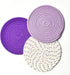 Pot Holders Set Trivets Set 100% Pure Cotton Thread Weave Hot Pot Holders Set (Set of 3) Stylish Coasters, Hot Pads, Hot Mats, Spoon Rest For Cooking and Baking by Diameter 7 Inches (Purple) by Jennice House