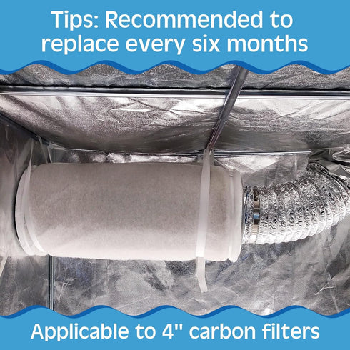 Tudomro 6 Packs Carbon Prefilter for Carbon Filter Replacement Electrostatic Fiber Carbon Filter Cover for Carbon Filter of Grow Tents Indoor Gardening Hydroponics (4 Inch)