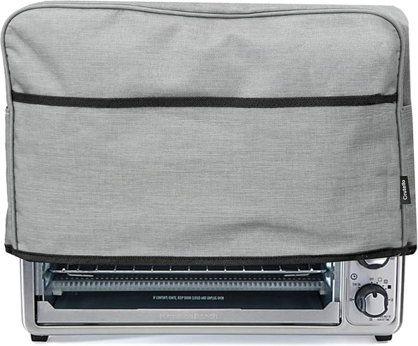 Crutello 6 Slice Toaster Oven Cover with Storage Pockets, Heavy Duty Small Appliance Dust Cover for Kitchen