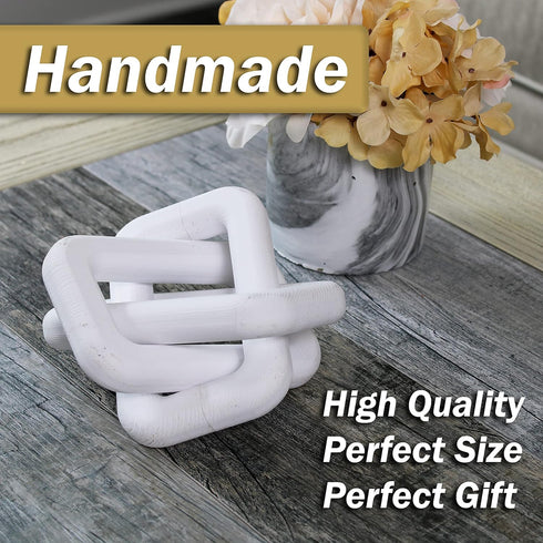 Wood Knot Home Decorations for Living Room, Handmade Wood Chain Link Decor, Farmhouse Coffee Table Decorations, Entry