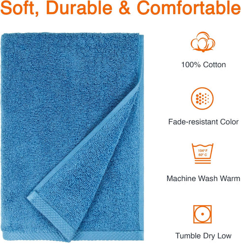 2-Piece 100% 54" 30", Amazon Basics Quick-Dry Oversize Bath Towel, Cotton, x Lake Blue
