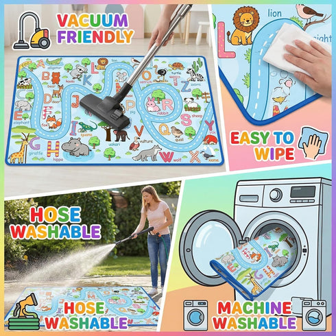 3x5, ABC Rug with Alphabet Animals Numbers Shapes, Kids Rugs for Playroom Non Slip Educational Area Rug for Bedroom