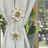 Curtain Tiebacks for Curtains, Boho Holdbacks with Flower Decor, Jute Rope Tie Backs for Indoor Outdoor Use, Set of 4