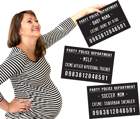 20 Funny Mugshot Signs - Selfie Photo Booth Prop Party Supplies for Bachelorette, Bridal Shower, Girls Night, Birthday,