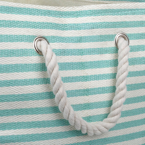DII Woven Paper Storage Bin, Pinstripe, Aqua, Medium Rectangle