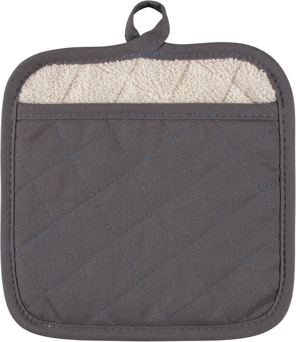 KAF Home Chefs Solid Pot Mitt - Pewter - 100% Cotton, Machine Washable, Made in USA