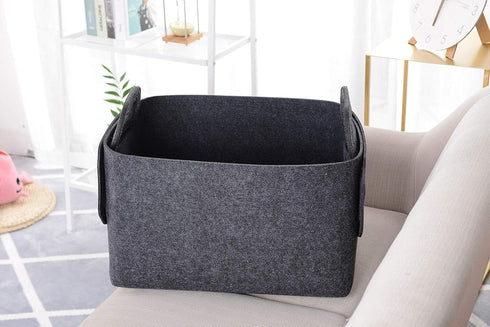 Storage Basket Felt Storage Bin, Collapsible Box Organizer with Carry Handles for Office, Bedroom, Closet, Babies,