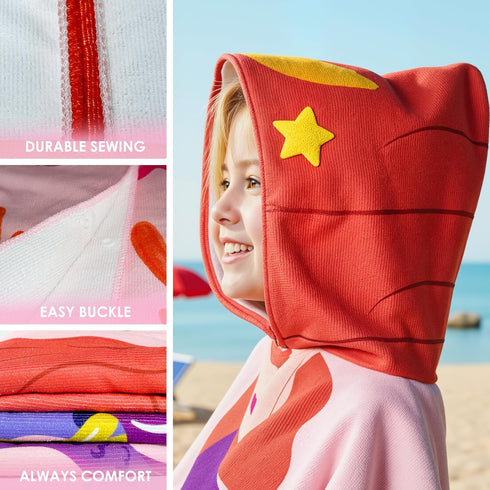 Ythuil Backpack, 30"x 25" 3-10 Mermaid Hooded Towels for Kids, with Kids Beach Towel for Years, Mermaid Gifts