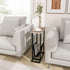 FLYJOE Narrow Side Table with PU Leather Magazine Holder Rustic Slim Little Thin Table for Living Room, Bedroom, Sofa