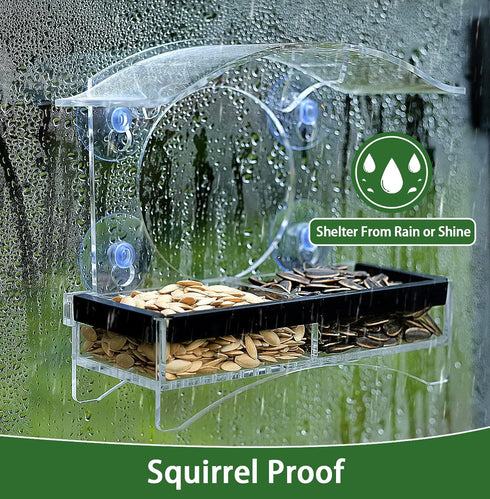 Window Bird Feeders with Strong Suction Cups, Transparent Bird House for Kids and Elderly Viewing