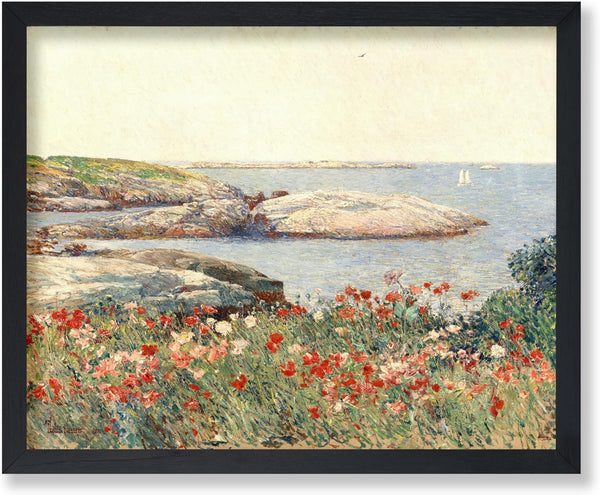 Poster Master Vintage Poppies Painting - Retro Isles of Shoals Print - Ocean and Flower Art - 8x10 UNFRAMED Wall Decor