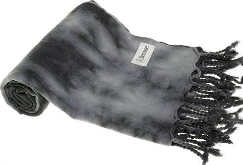 Bersuse 100% Cotton Trinidad Tie Dye Turkish Towel - 37x70 Inches, Black Grey