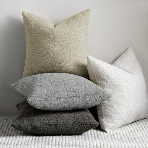 20 20 Inch Set 2, Cozy Throw Pillow Covers x of Beige Decorative Accent Solid Boucle Textured Pillow Cover, Neutral
