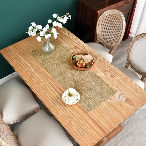13x36 Inch Farmhouse Rustic Faux Linen Table Runner Neutral Coffee Table Runners Double Layer Reversible Rectangle
