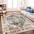 Retro Washable Area Rug 3'x5' for Living Room, Boho Chic Medallion Distressed Design, Indoor Non-Slip Large Oriental