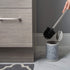 Bath Bliss Toilet Brush and Holder with Self Closing Lid, 360 Degree Brush Head, Compact Size, Terrazzo Grey with Pink