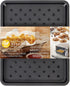 Wilton Perfect Results Toaster Oven Baking Sheet Pan, 2-Piece Crisper Tray Set, Black Steel